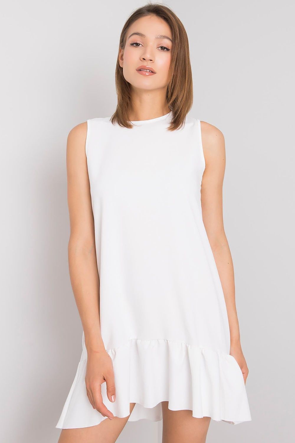 BoutiqueLua Sleeveless Casual Mini Dress with Ruffle Hem white - Dresses