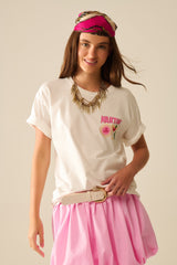 white t-shirt made in Italy with a Martini graphic logo