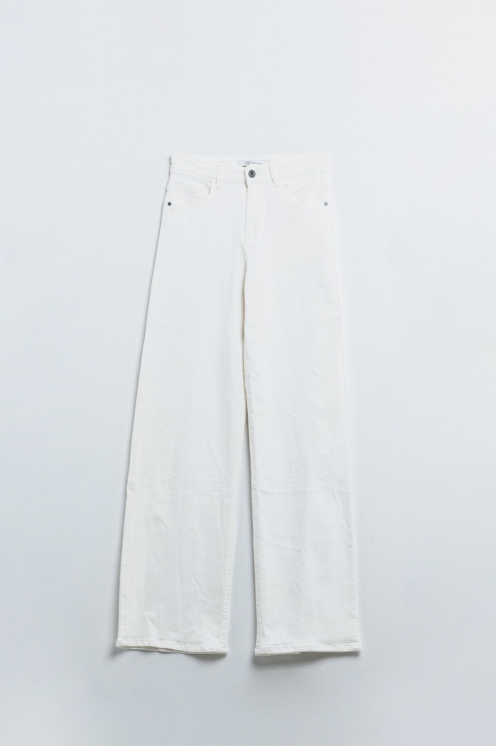 white wide leg high rise Pants - Trousers