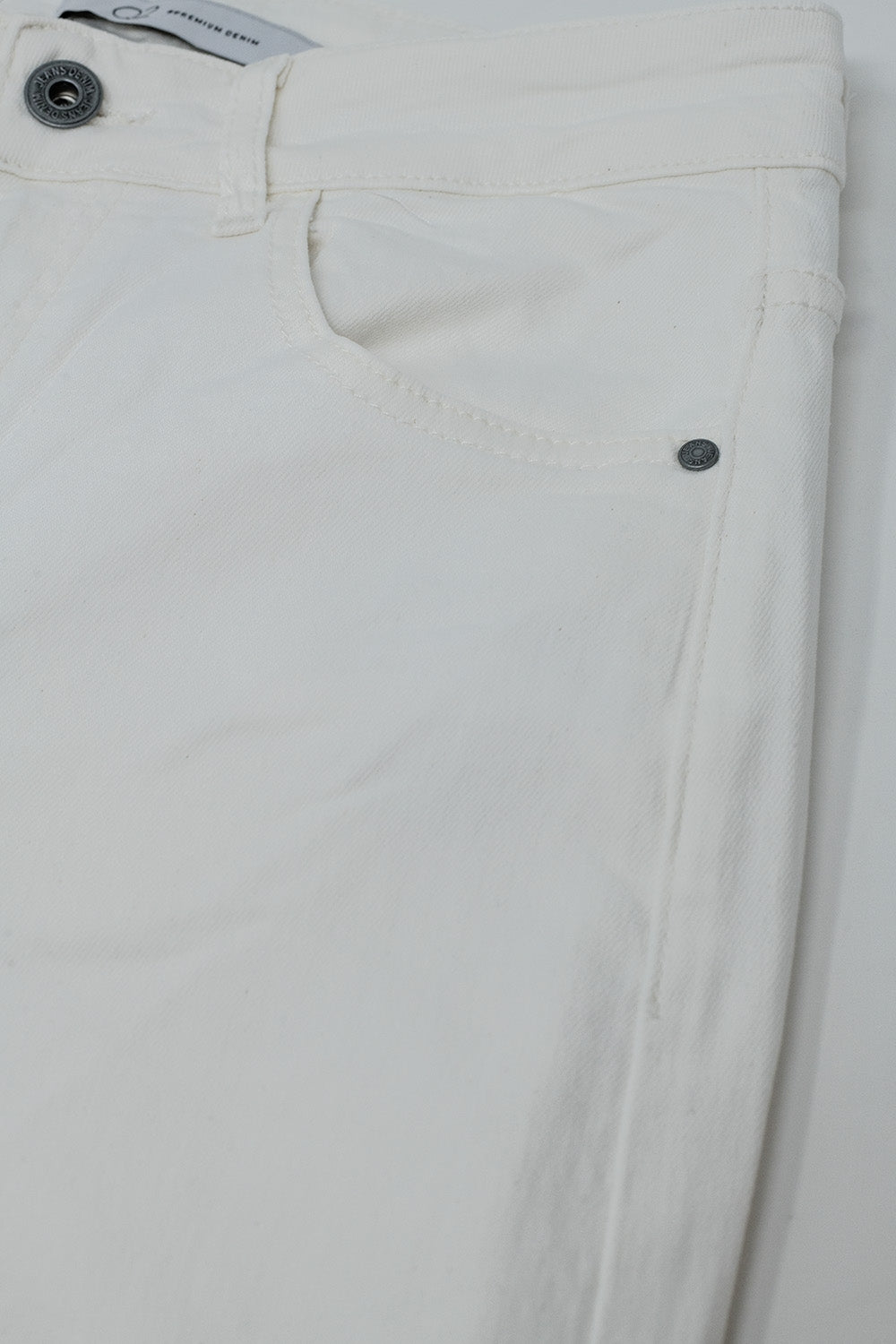 white wide leg high rise Pants - Trousers