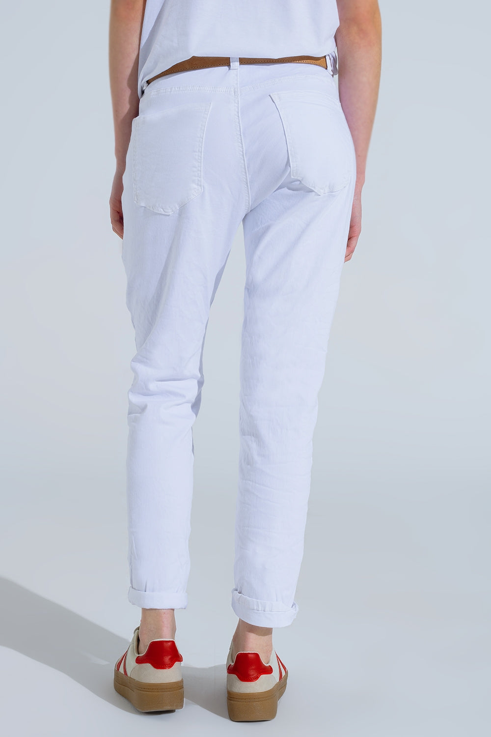 White Wrinkled Skinny Jeans - Jeans