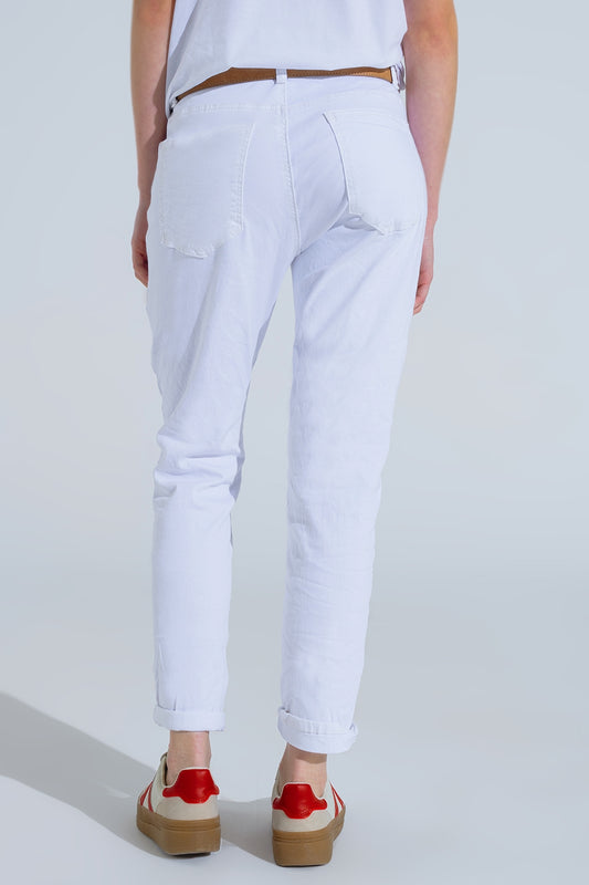 White Wrinkled Skinny Jeans - Jeans
