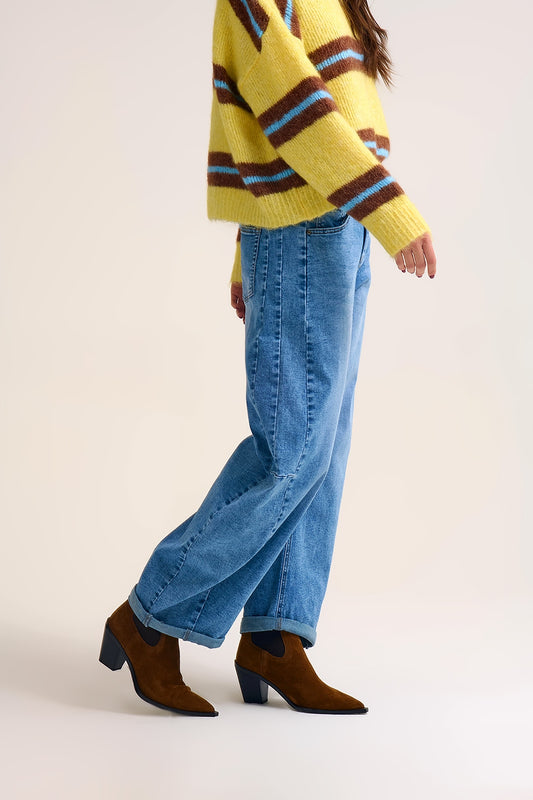 wide leg Barrel Blue Denim Jeans in light wash - Jeans