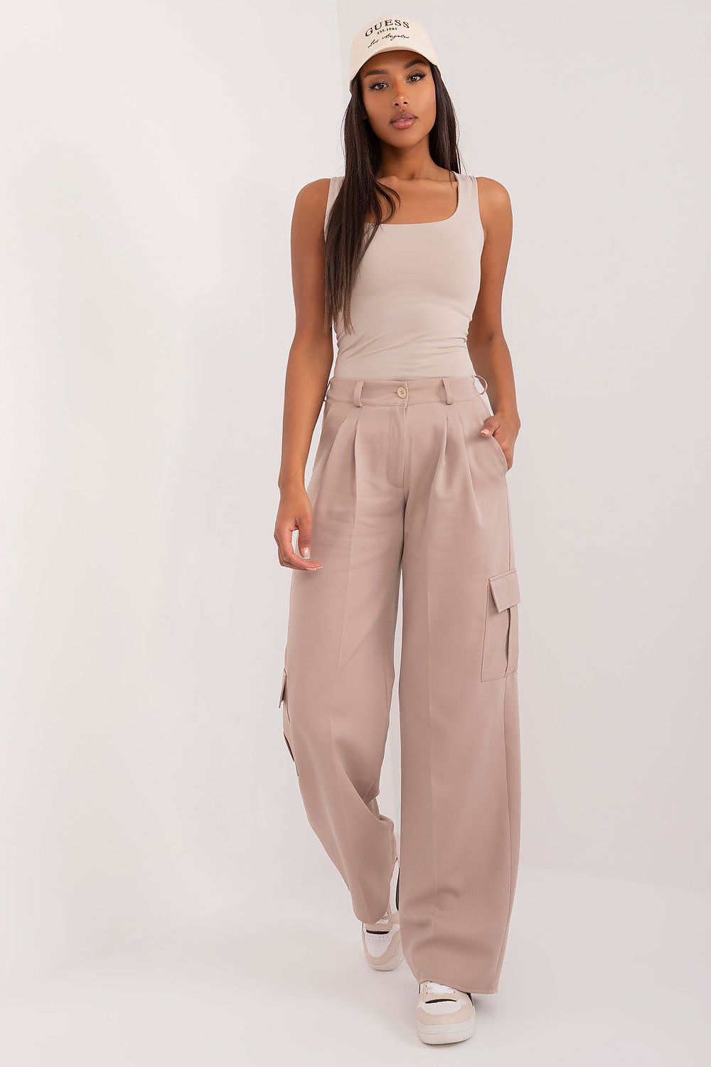 Pantalon cargo large pour femme avec poches latérales