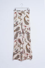 Pantalon à jambe large à motif cachemire fleuri