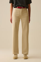 pantalon large avec poches avant en beige