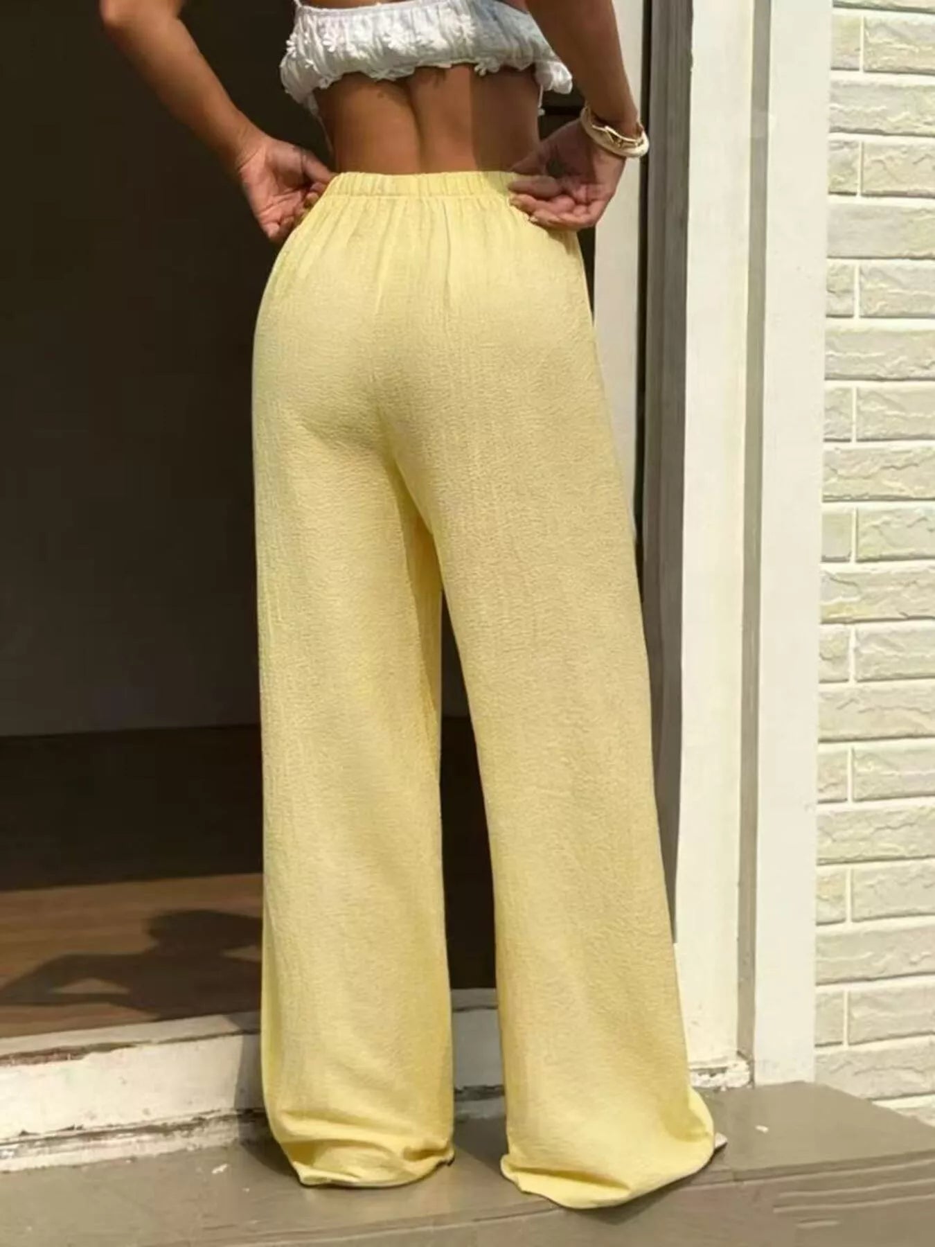 Plus Size Wide Leg Drawstring Pants - Pants