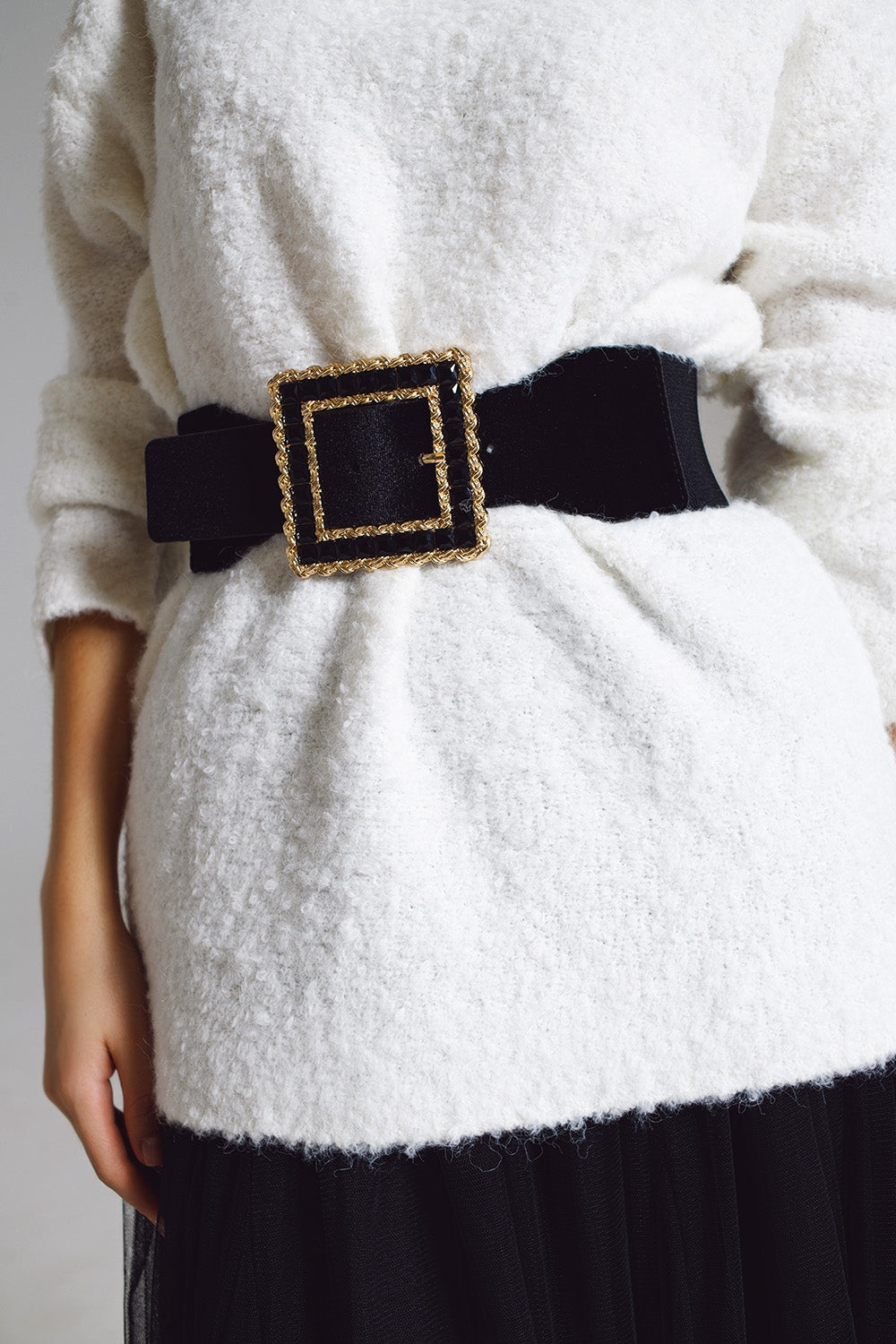 Wide sweater with bardot neck in white - Jumpers