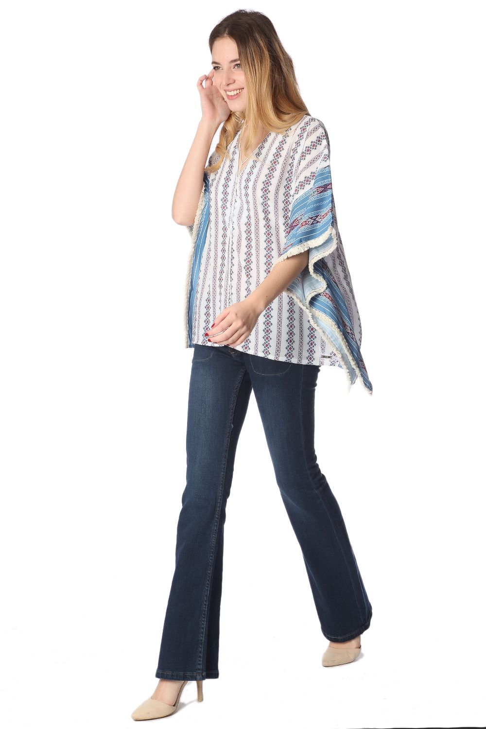 Woman Poncho Top - Trendy Boho Style Cover-Up - Ponchos