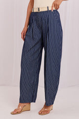 Women's Carrot Pants - Trendy Striped Trousers