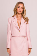 Cropped Tailored Blazer for Women in Soft Pink
