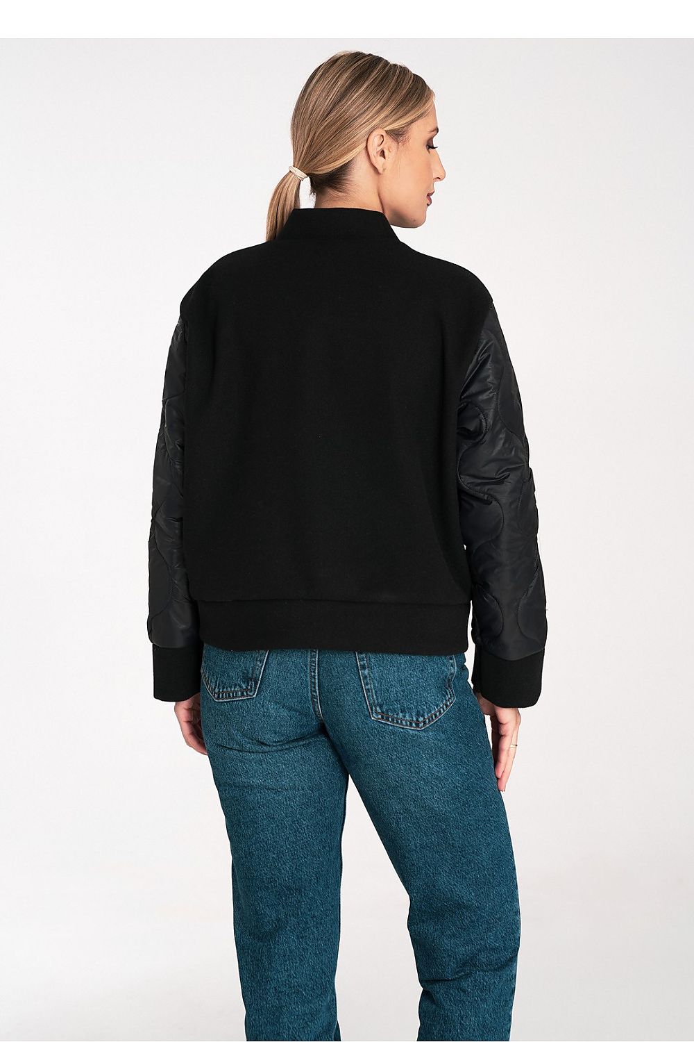 Figl Women's Black Bomber Jacket for Trendy Outfits - Jacket