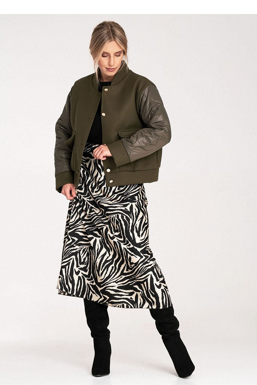 Figl Women's Black Bomber Jacket for Trendy Outfits - Jacket