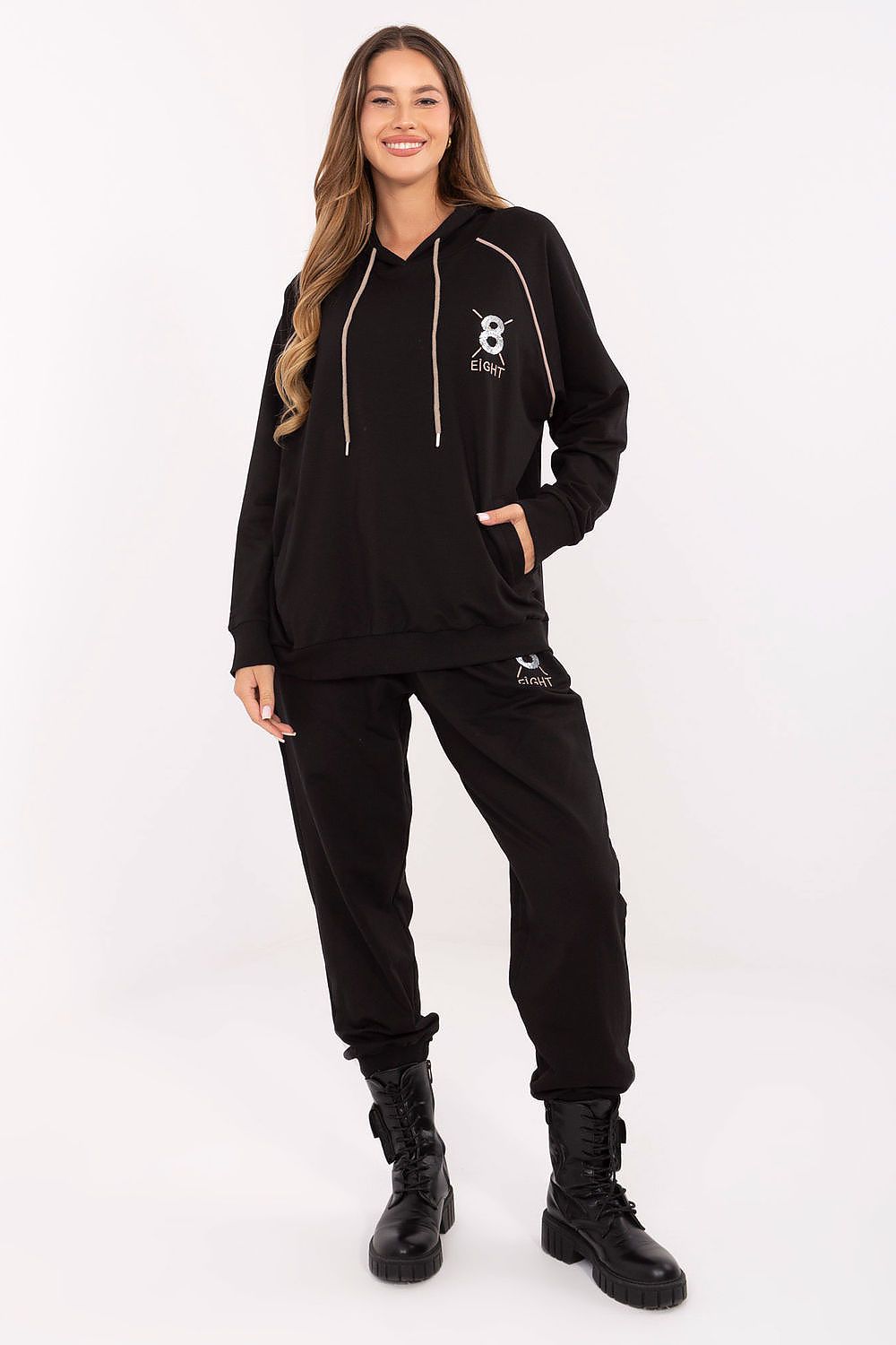 Women's Casual Tracksuit Set for Everyday Wear black one-size-fits-all - Sets