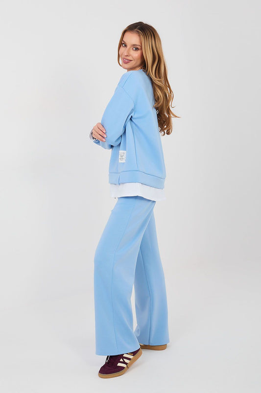 Rue Paris Women's Casual Tracksuit Set in Sky Blue blue one-size-fits-all - Outfit Sets