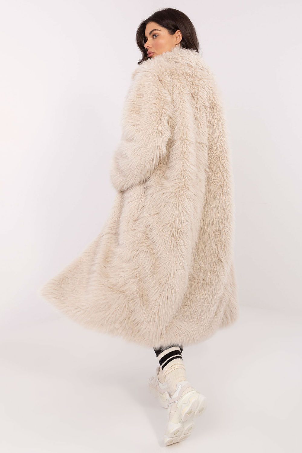 Women's Long Fur-Trimmed Coat - Chic & Trendy - Coats and Jackets