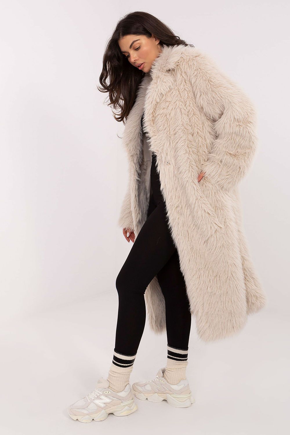 Women's Long Fur-Trimmed Coat - Chic & Trendy - Coats and Jackets