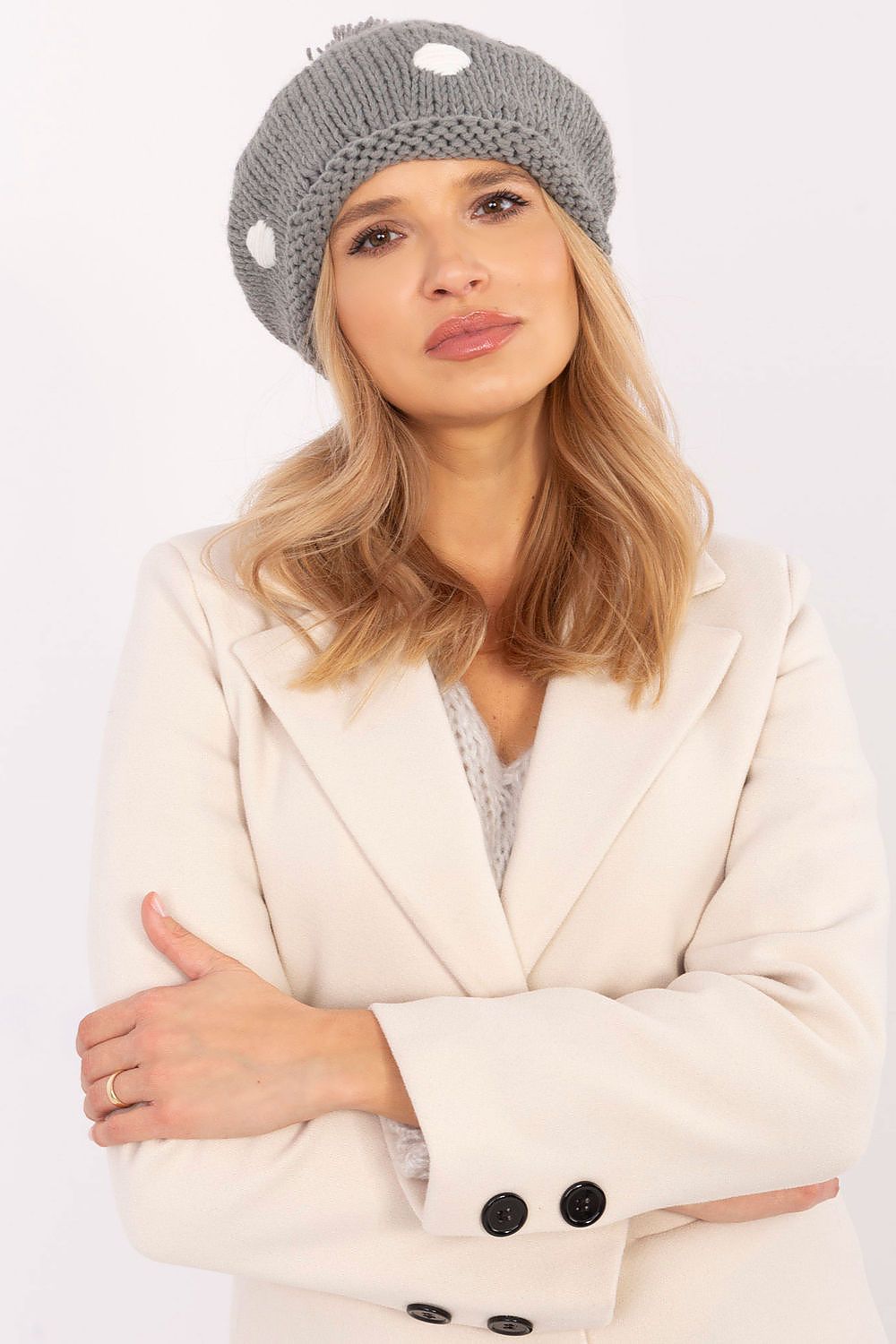 Casquette à pois pour femme - Casquette grise tendance