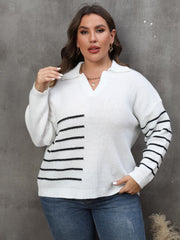 Pull rayé en maille grande taille pour femme
