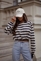 Sweat-shirt rayé pour femme, alliant style et confort