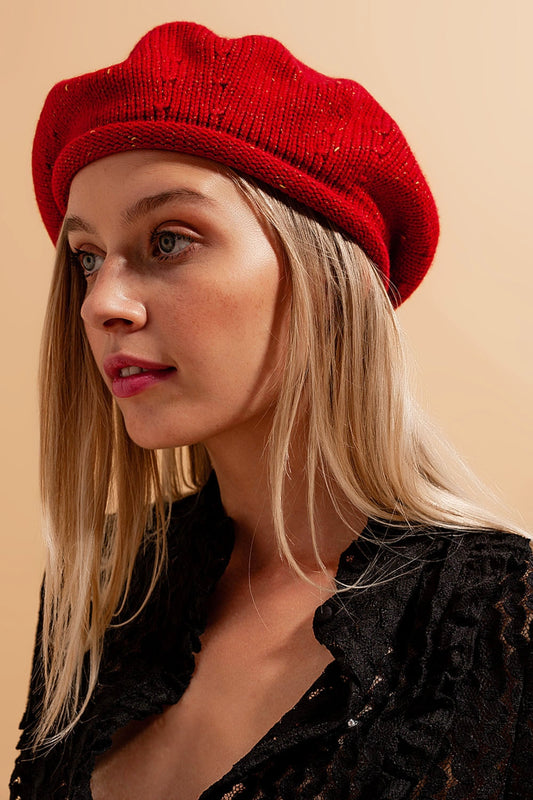 Wool beret in red - Hats
