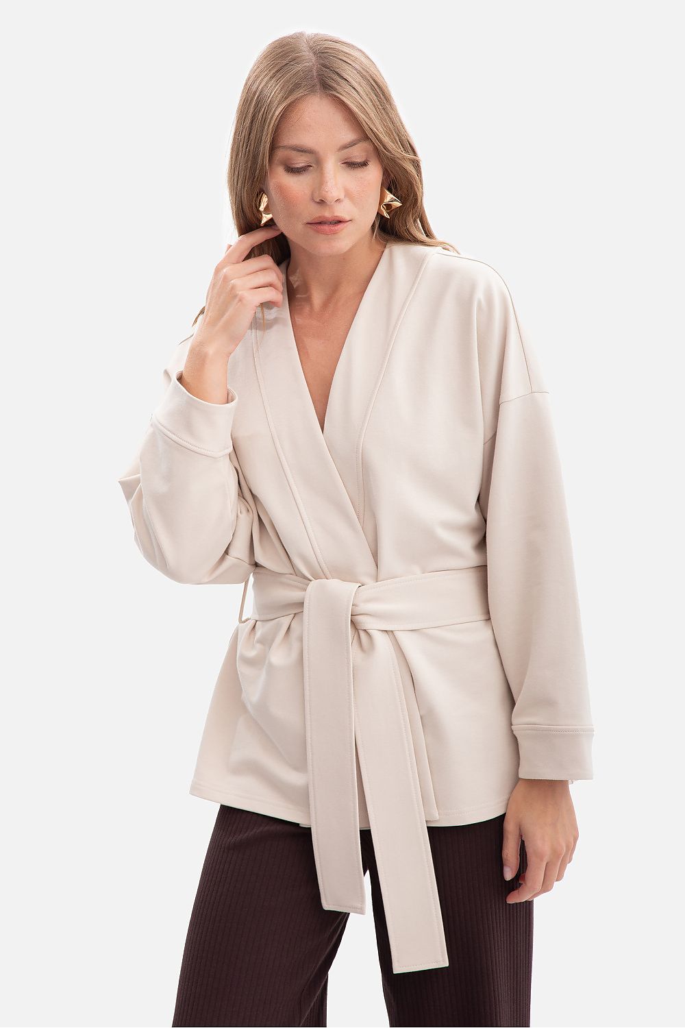 Wrap Cardigan Top for Stylish Layering beige - Cardigans