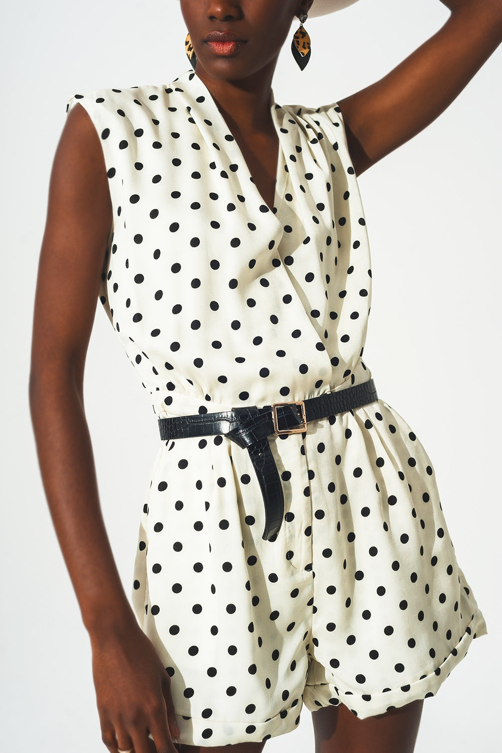 Wrap playsuit in spot print - Dresses