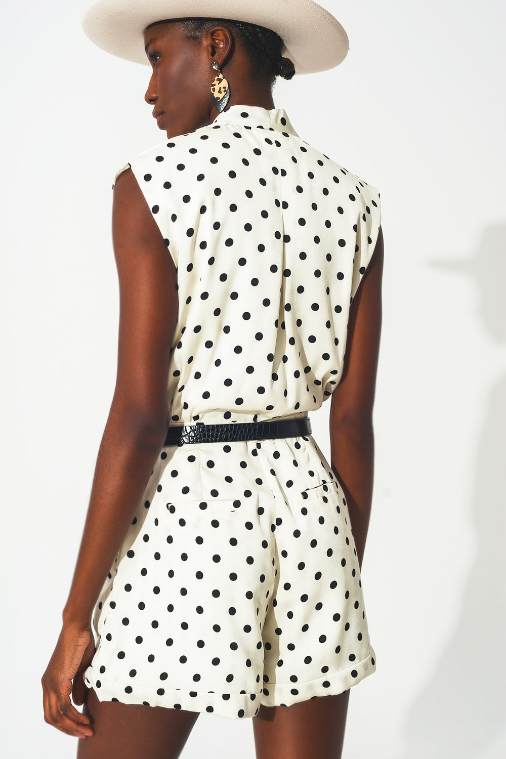 Wrap playsuit in spot print - Dresses