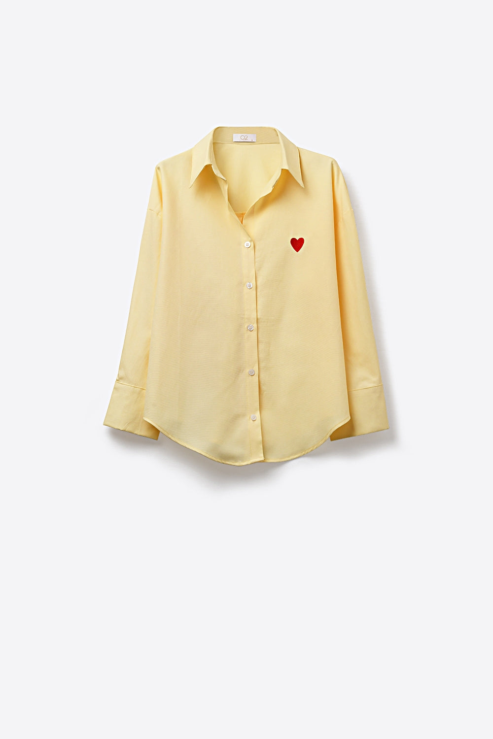 Yellow Button-Down Shirt with Heart Detail - Shirts