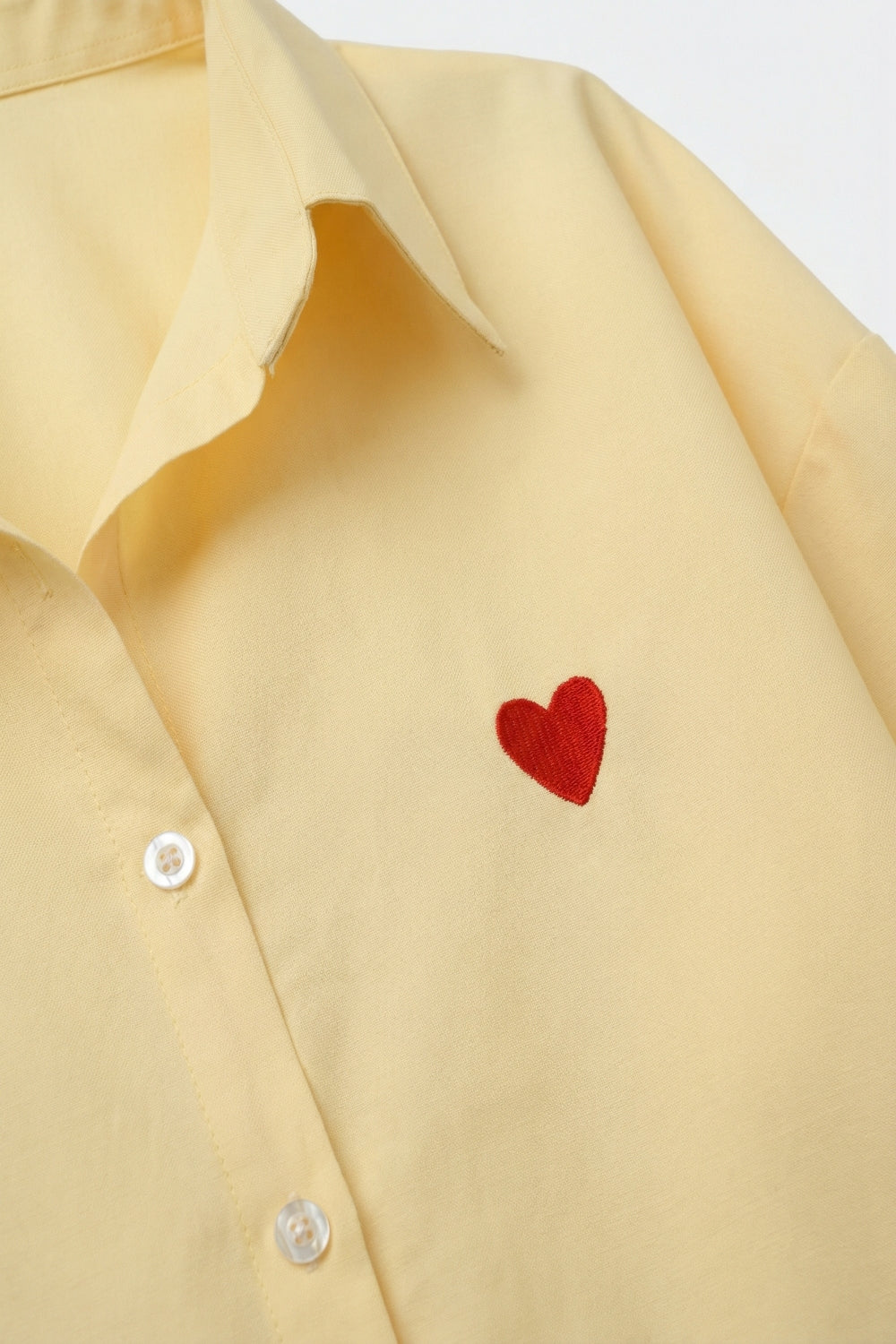 Yellow Button-Down Shirt with Heart Detail - Shirts