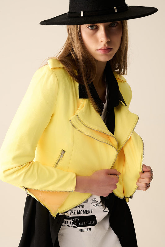 Yellow Jacket with Zipper Details - Jackets