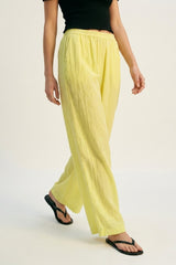 Yellow Wide-Leg Pants with sheer fabric